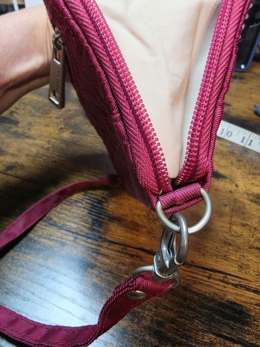 Travelon Quilted Wristlet Wallet in Raspberry - Picture 8 of 15